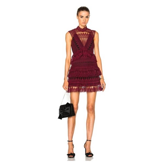 Self Portrait Teardrop Guipure Lace Mini Dress fits like a 6 - Picture 3 of 16